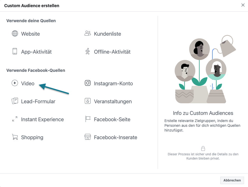 Facebook Gruppen Werbung Custom Audience erstellen