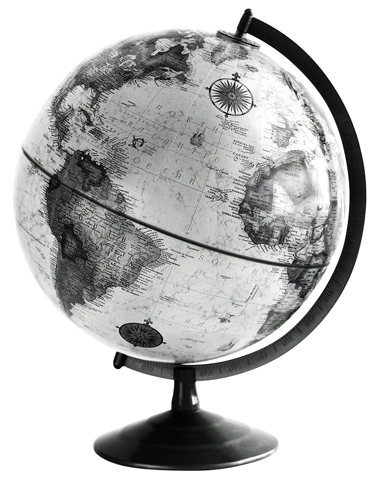 Globus Kugel schwarz weiß