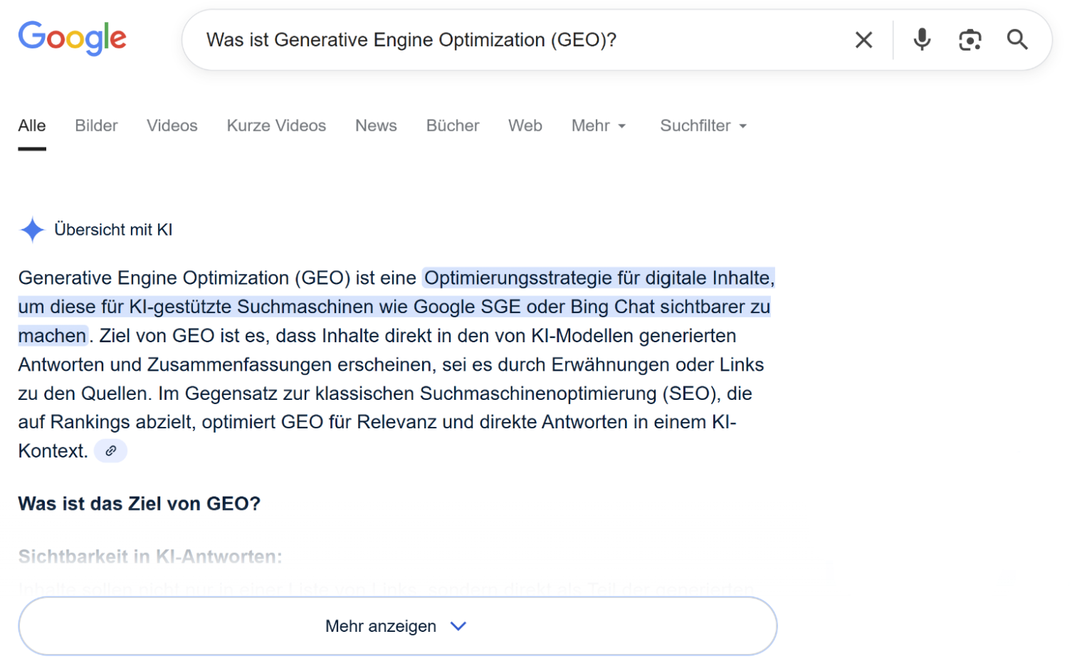 GEO in Google-Suche