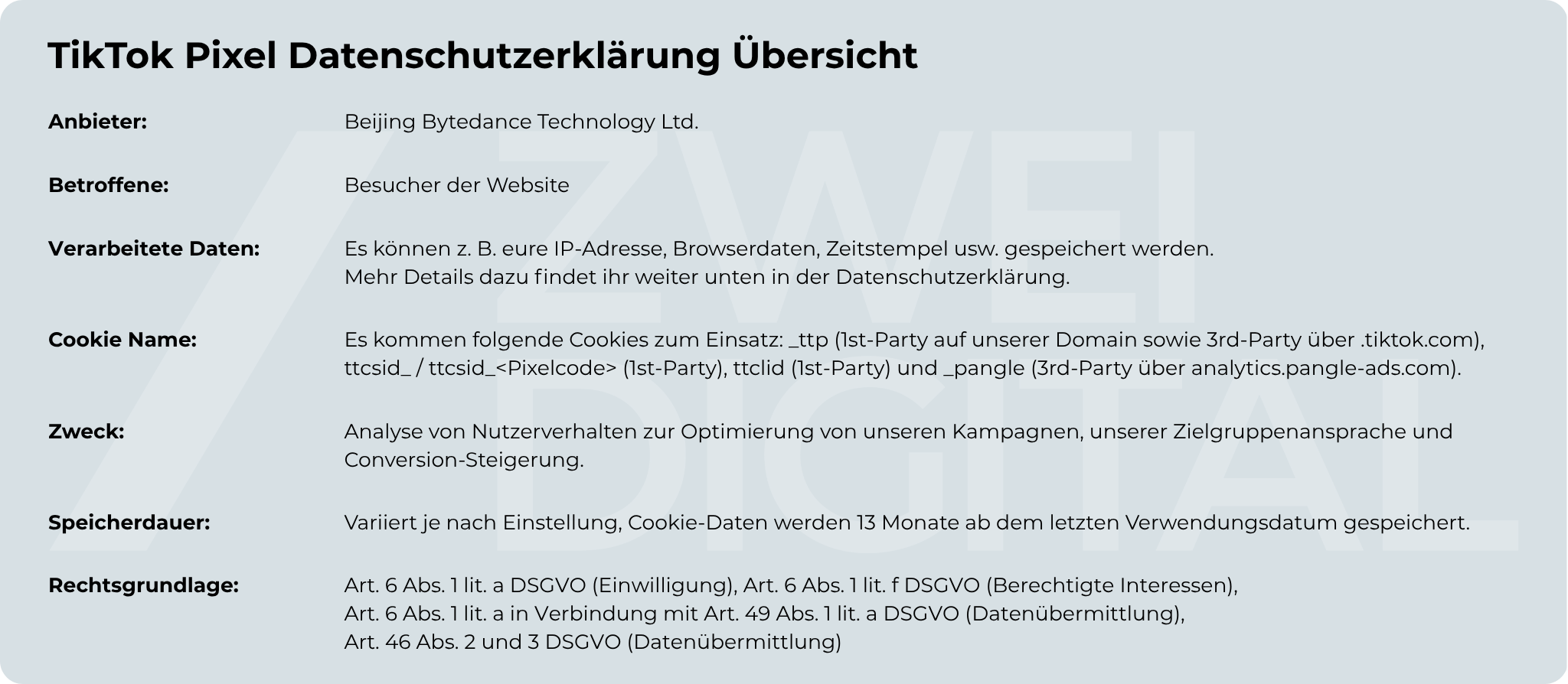 TikTok Pixel Datenschutz Zusammenfassung