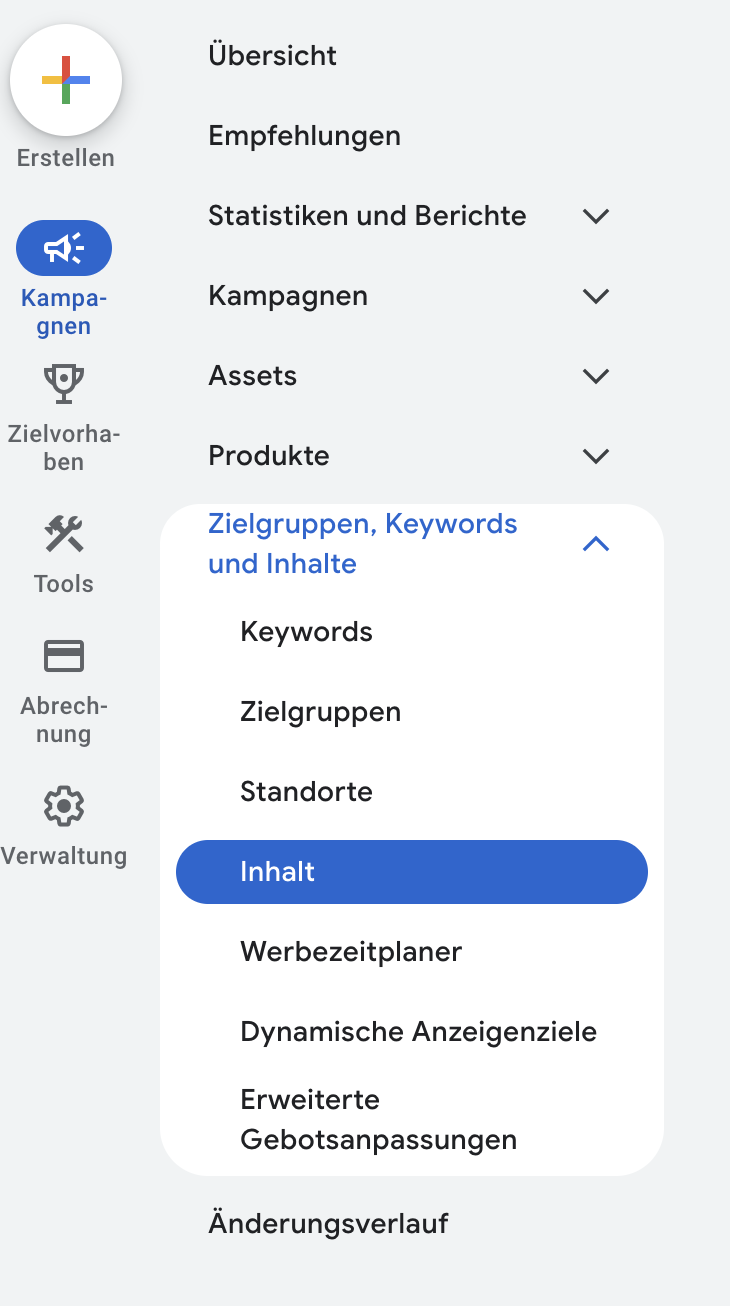 Placement ausschließen in Performance Max
