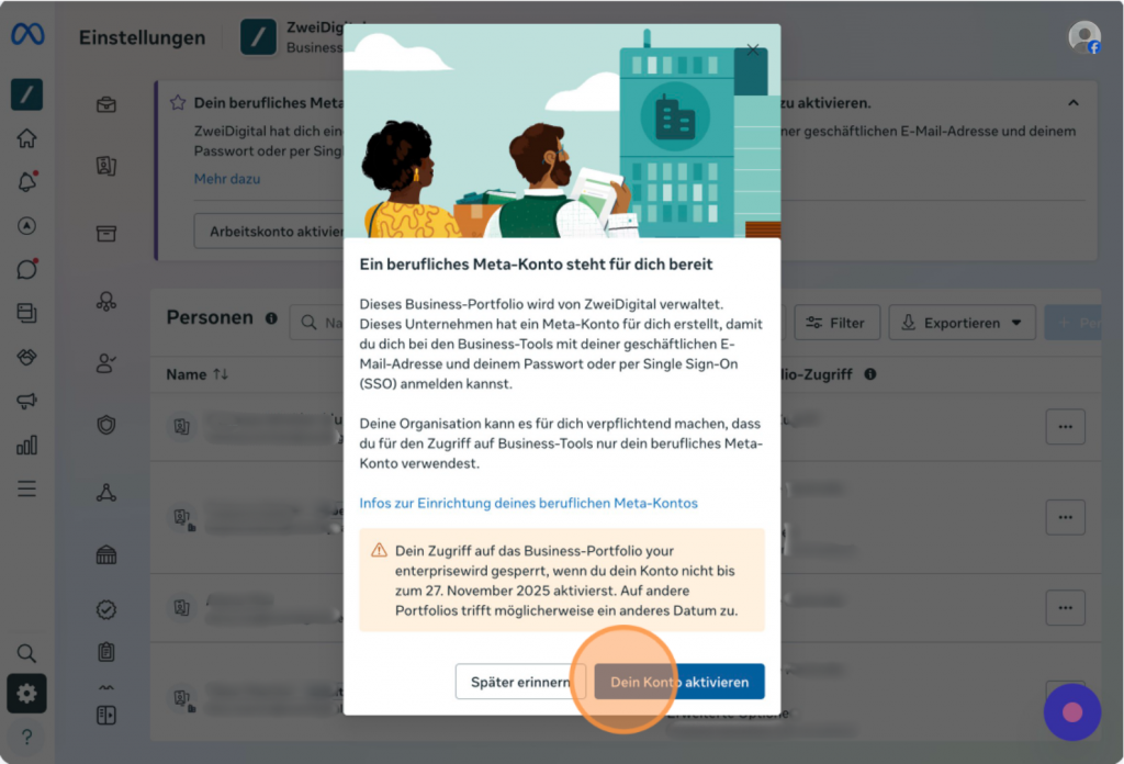 Umstellung berufliche Meta-Konten Schritt 3