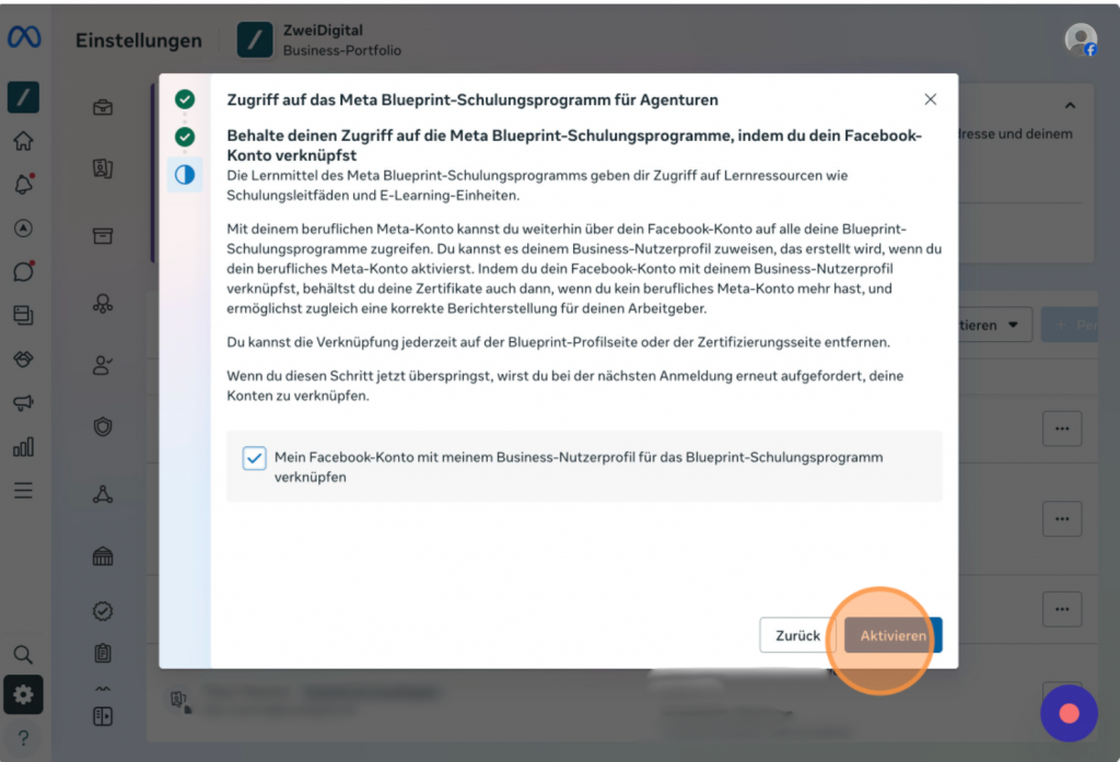 Umstellung berufliche Meta-Konten Schritt 9