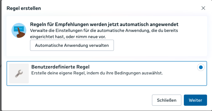 Meta automatische Regeln