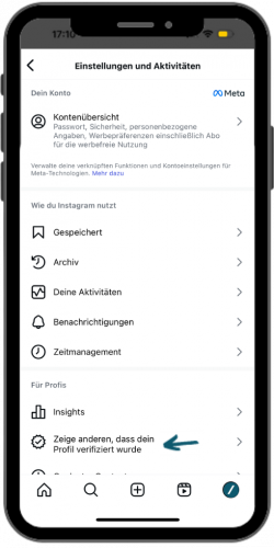 Meta Verified Anleitung Schritt 1 Blauer Haken Instagram