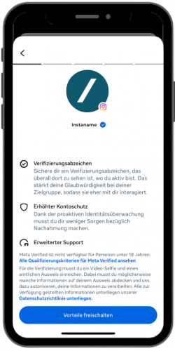 Meta Verified Anleitung Schritt 2 Blauer Haken Instagram
